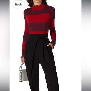 KOCHE Ruffle Trim Striped Sweater woman’s medium